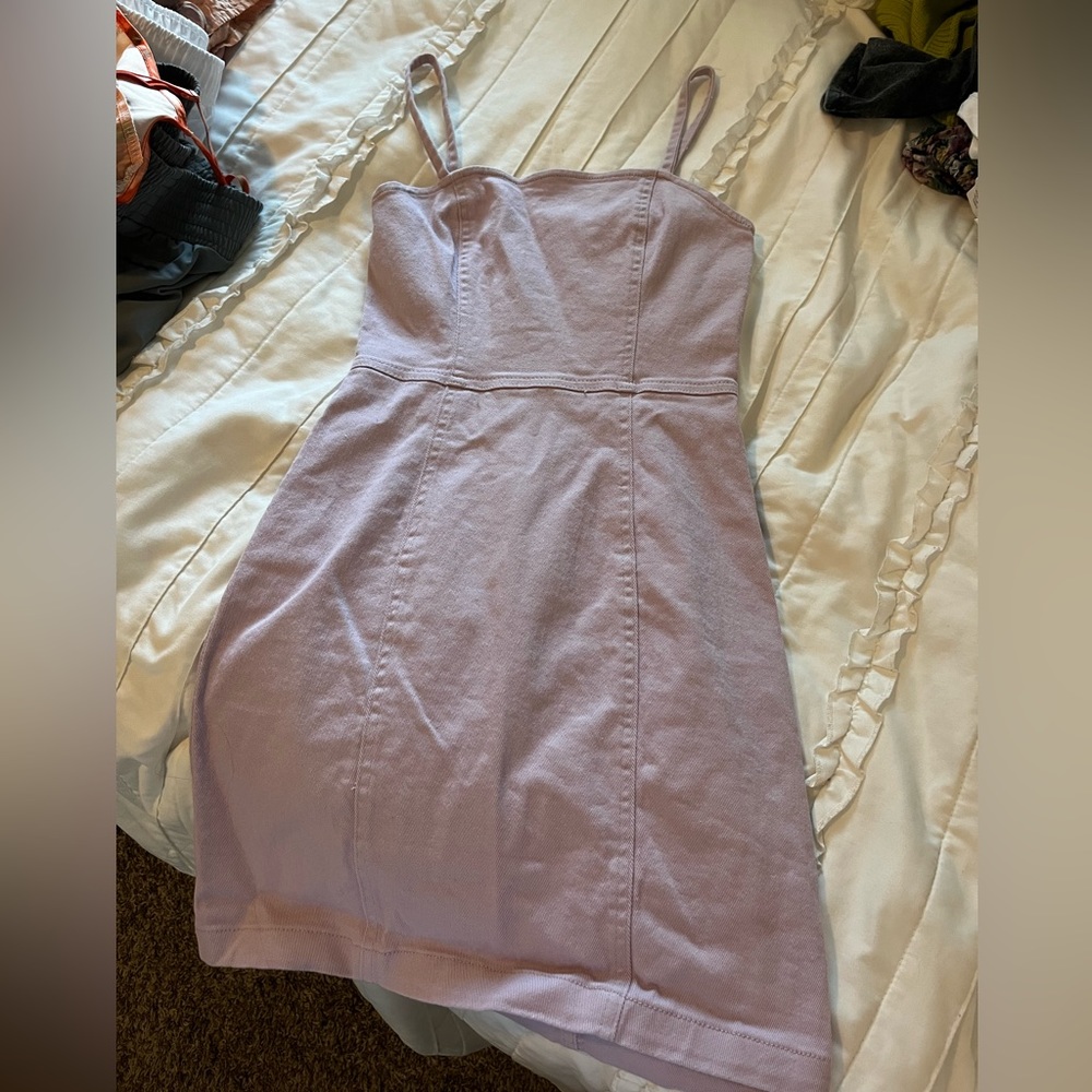Purple denim spaghetti strap dress
